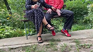 my mother-in-law's job? making me cum hard with her huge curvy milf ass and dirty handjob outdoors 😏💦😂