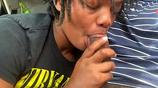 i'm givin public head on that big black monster cock outdoors... deepthroat heaven!