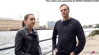 German Scout Tempts Petite 18+ Street Cutie with Anal Casting Deal Outdoors