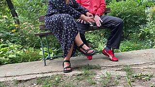 my mother-in-law's job? making me cum hard with her huge curvy milf ass and dirty handjob outdoors 😏💦😂