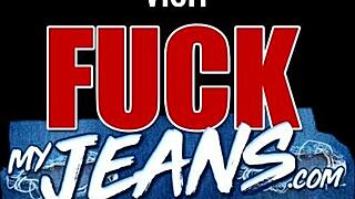 gf in tight denim blows huge cock then anal slams for bf