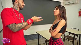 i sneak home late and this juicy new teacher's huge cock wrecks my pussy in class