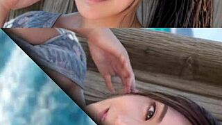 mature model strolls beach in suggestive pose