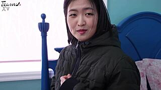 Plump Korean girlfriend teases in stockings craving deep roleplay thrusts