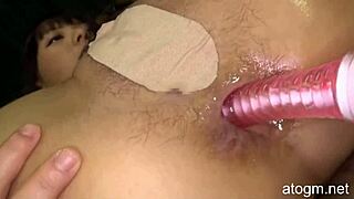 sweet japanese teen shoves vibrator deep in ass chasing wild orgasm close-up