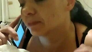 she chats boyfriend on phone while gagging on my thick cock