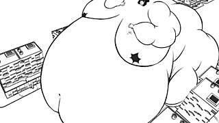 pretty muscular bodybuilder bryn shows off huge sexy belly gain