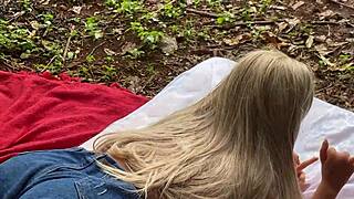 blonde cutie fingers her tight ass with hidden sex toy