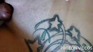 teasing rafaella denardin's blonde pussy before bareback doggystyle pounding