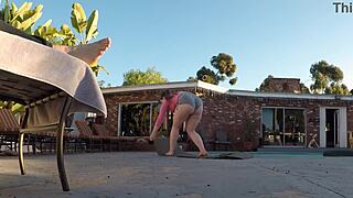 Yoga slut gigi breeze pauses session to choke gag deepthroat outdoor public cock