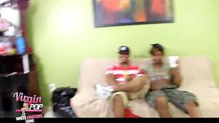 Best Friends' Virgin Orgy Explodes with Ebony Cumshots and Facials!