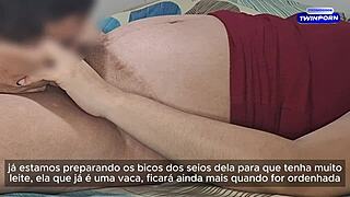 Married Housewife Cums on Cuckold Tongue Almost Caught by Son