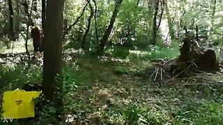 milf femdom punishes tattooed pee freak outdoors in toilet bdsm golden shower