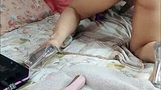 dana's webcam dildo ride in heels hits epic orgasm!