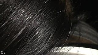 her wet lips glide slowly in seductive slow motion blowjob capturing every glistening drop