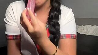 this horny british brunette coed goes solo on webcam squirting orgasm toy play pov reality close up