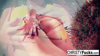 Christy Mack pounds her pussy hard in steamy shower