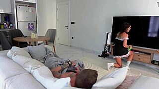 After wife fight I claim maid's ass pussy mouth roughly in revenge