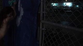 teen mirrors her dildo tease into rough outdoor doggy pounding