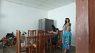 Sinful Cute Latina Maid Spreads Her Tight Pussy Wide for Daddy's Kinky Gaze