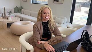 Office Slut River Lynn FUCKED RAW After Desk Masturbation!