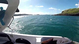 redhead teen with big natural tits takes monster cock on boat trip