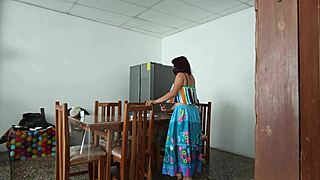 Sinful Cute Latina Maid Spreads Her Tight Pussy Wide for Daddy's Kinky Gaze