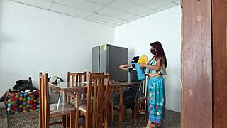 Sinful Cute Latina Maid Spreads Her Tight Pussy Wide for Daddy's Kinky Gaze