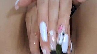 I finger my sexy pussy then fuck it hard with big eggplant