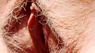 damn check out this mature aunt's hairy pussy lips gaping wide legs spread so close