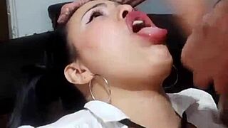 Double Cum Mouth Blast From Amazing Latina Deepthroat Queen