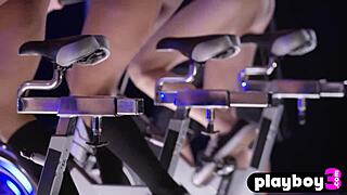 redhead milf strips big ass tits after workout posing like playboy model