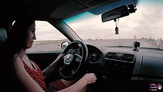 wanna see this long haired teen slut suck huge cock then ride it outdoors for her license? 🍆🌳😏