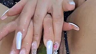 I finger my sexy pussy then fuck it hard with big eggplant