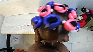 Naughty curly haired girl sucks my big cock with her perfect dick sucking lips