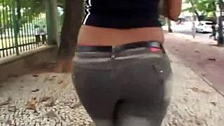 shemale bends over as thick dildo fucks her tight anal