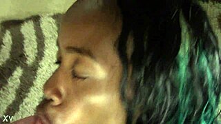 Black Babe Teases With Blowjob Toy Play In Close-Up Action