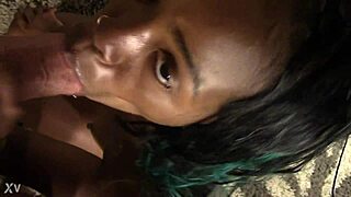 Black Babe Teases With Blowjob Toy Play In Close-Up Action