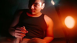 leve luz teases with slow motion cum from her sexy muscular bodybuilder cock