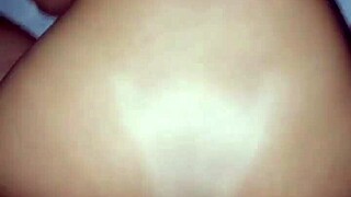 eating young wife's shaved pussy doggystyle with dildo till she squirts hard