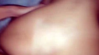 eating young wife's shaved pussy doggystyle with dildo till she squirts hard