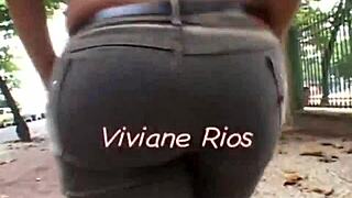 shemale bends over as thick dildo fucks her tight anal