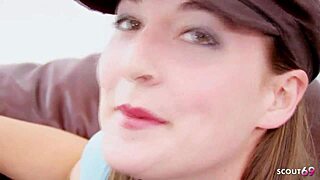 Natural redhead with round ass chats casting then takes stranger facial deep