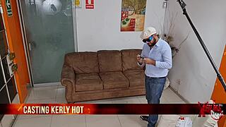 Horny blonde gulps cock deep in porn casting before wild fucking ride