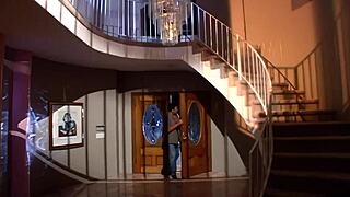 i fuck blonde milf mom hard on bed in fishnets