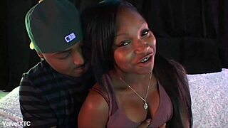 Amateur black couple's casting interview turns dirty with tit slaps and cock worship talk