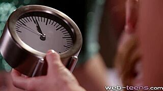 Tiny lesbians finger petite teen's shaved pussy close-up