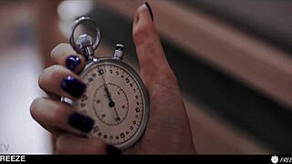 damn i froze my roommate for hot lesbian pussy licking fun