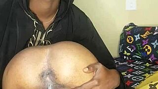 Ebony teen's shaved pussy craves relentless webcam pounding action
