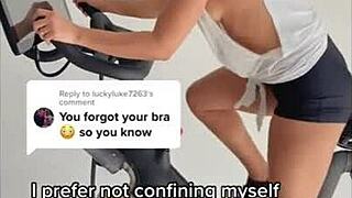Gym girl's downblouse flashes hard nipples accidentally